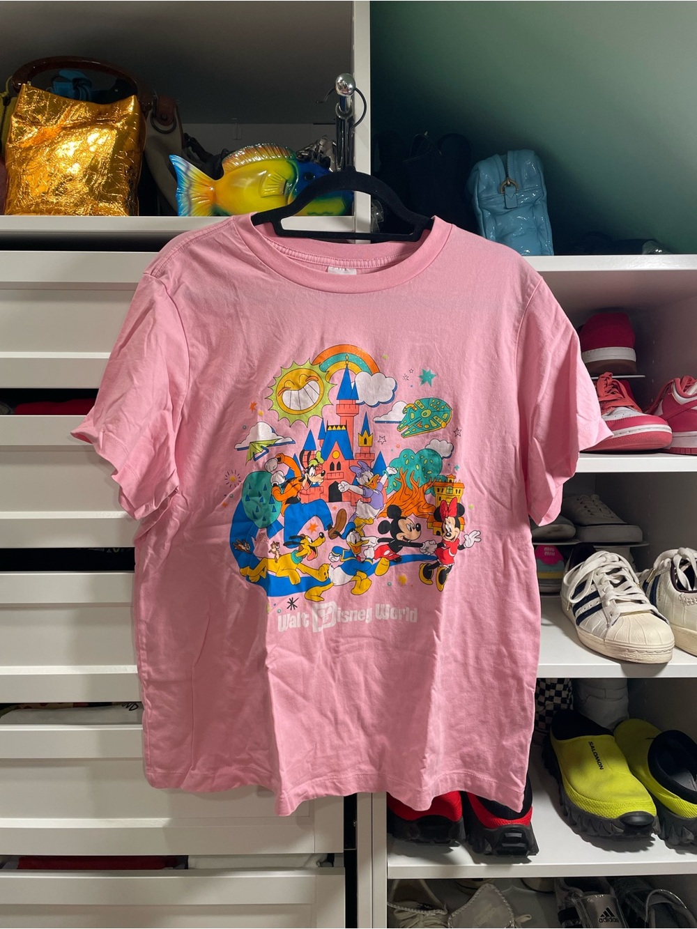 Disney Pink Short Sleeve Tee with Castle & Classic Characters